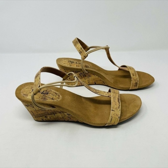 Style & Co Mulan Tan Cork Wedge Sandal Summer Beach Cruise Vacation T-Strap - Picture 2 of 11